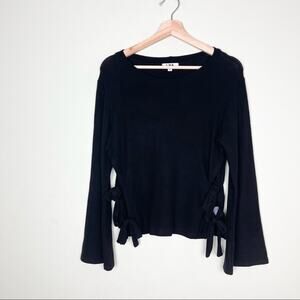 LNA Brushed Ezra Sweater Pullover, Open sides, woman's size XS Black